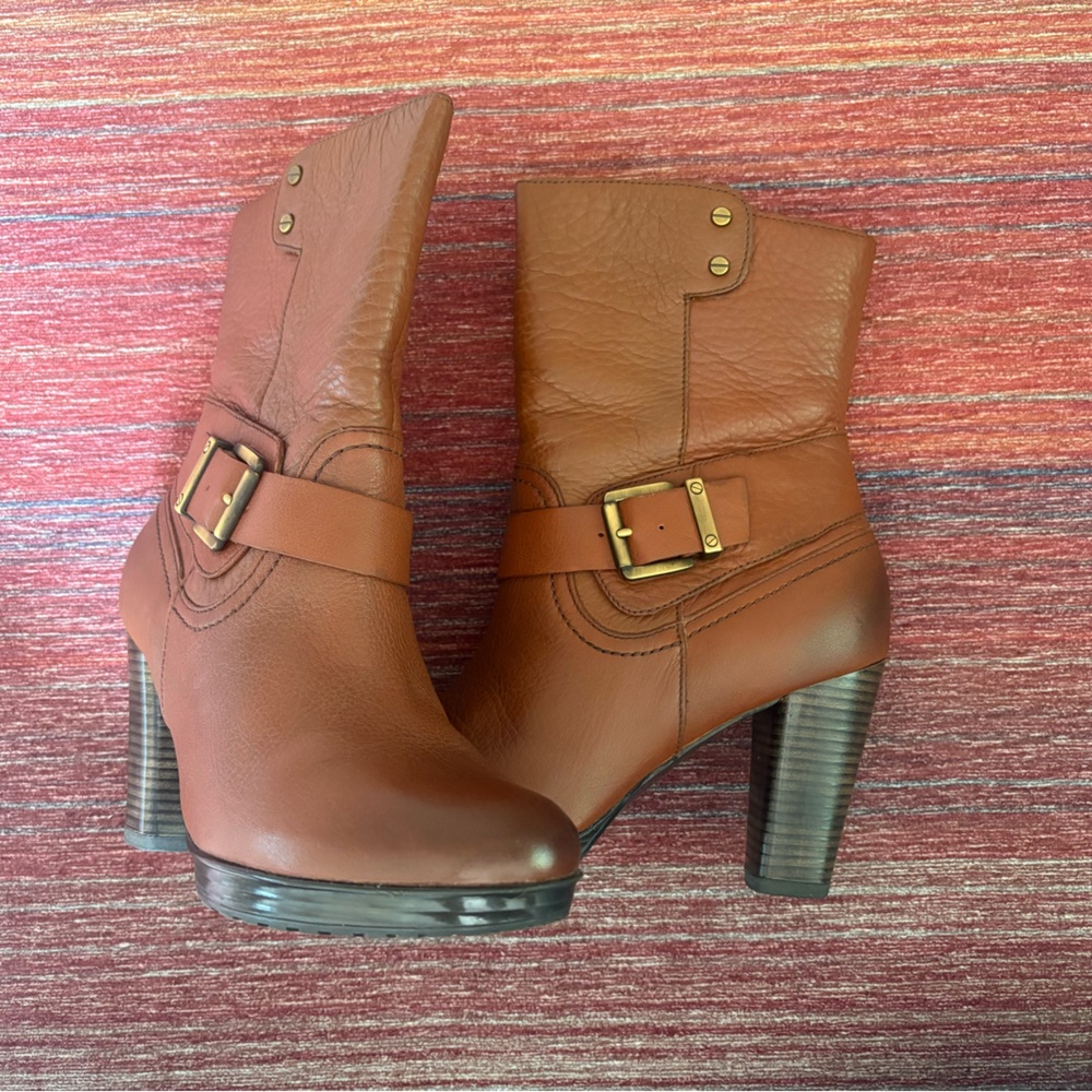 Clarks Reddish Brown Leather Ankle Boots